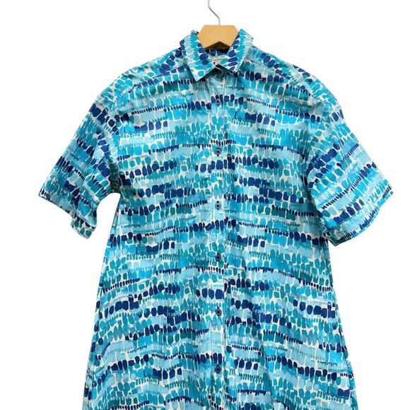 Tucker 100% Cotton Short Sleeve Blue Abstract Print Shirt Dress size XS - Picture 4 of 5